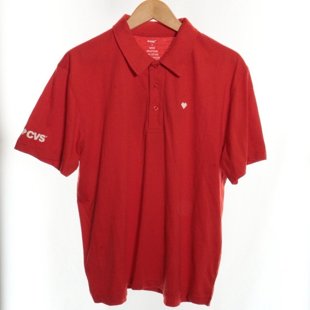 CVS Pharmacy Red Heart Polo Shirt Employee Workwear Uniform Mens Medium